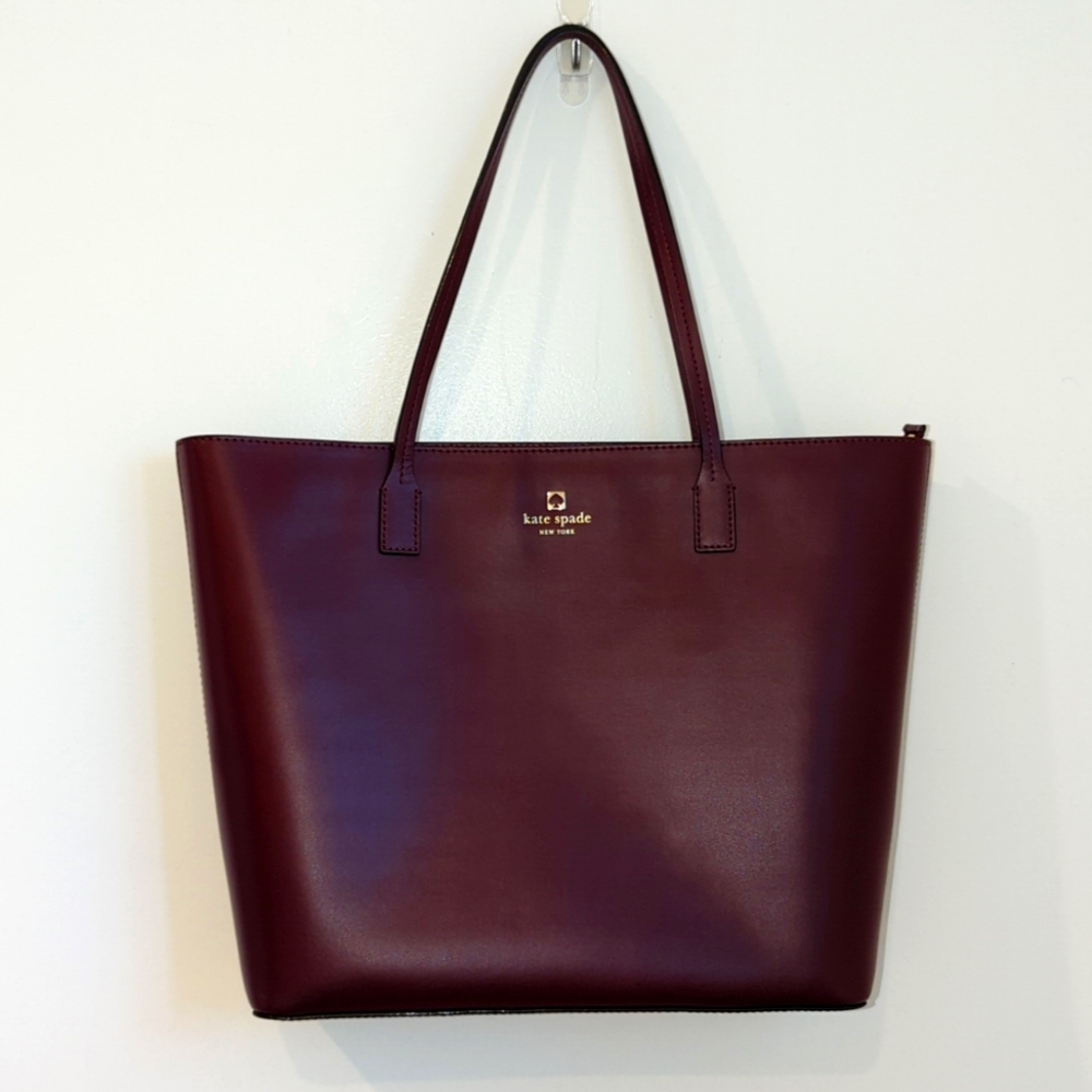 Kate Spade Weller Street TORI Maroon Smooth Leather Tote Bag WKRU4010